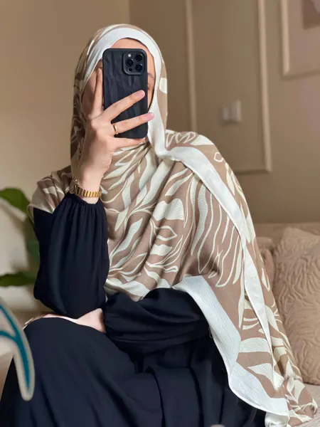 Beige Bloom Cotton Hijab