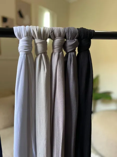 Plain Sponge Hijab (White-Grey-Black)
