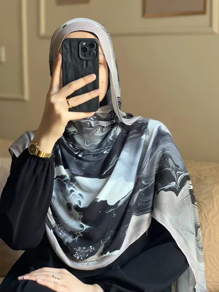 Black Marble Cotton Hijab